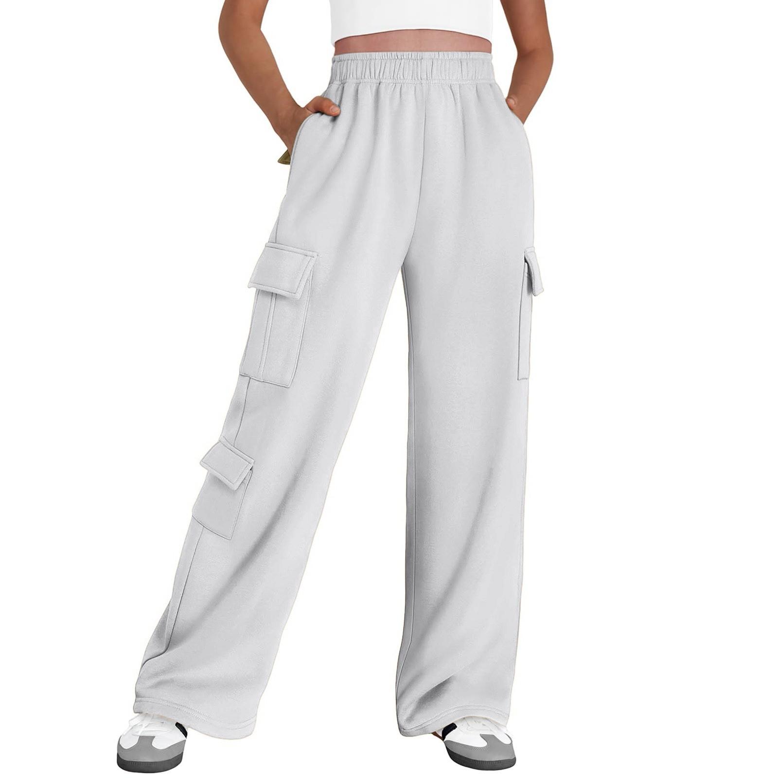 

Женские спортивные штаны карго широкие штаны мешковатые джоггеры с карманами S светло-серый