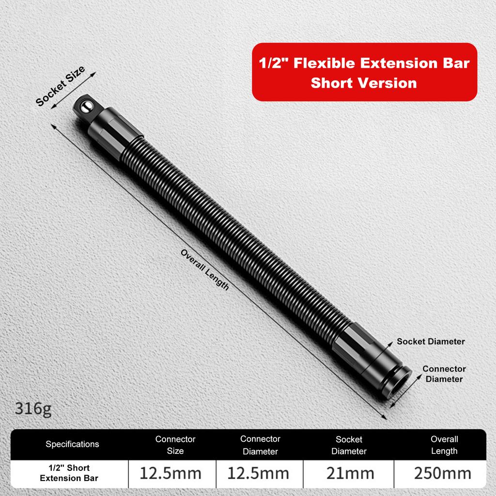 1/2 In Flexible Shaft Extension Extender 360 Dgree Flex Long Reach Ratchet Spanners Torque Socket High Torque Hand Drive Tools