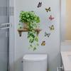 Self-adhesive Fresh Potted Flowers Butterflies Wall Stickers for Living Room Bedroom Home Background Decor