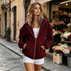 Fall Winter Hoodie Zip-Up Hoodies for Women, Loose Fit Drawstring Hooded Jacket with Women Sweatshirt Pocket, Long Sleeve Casual Coat Soft Tops