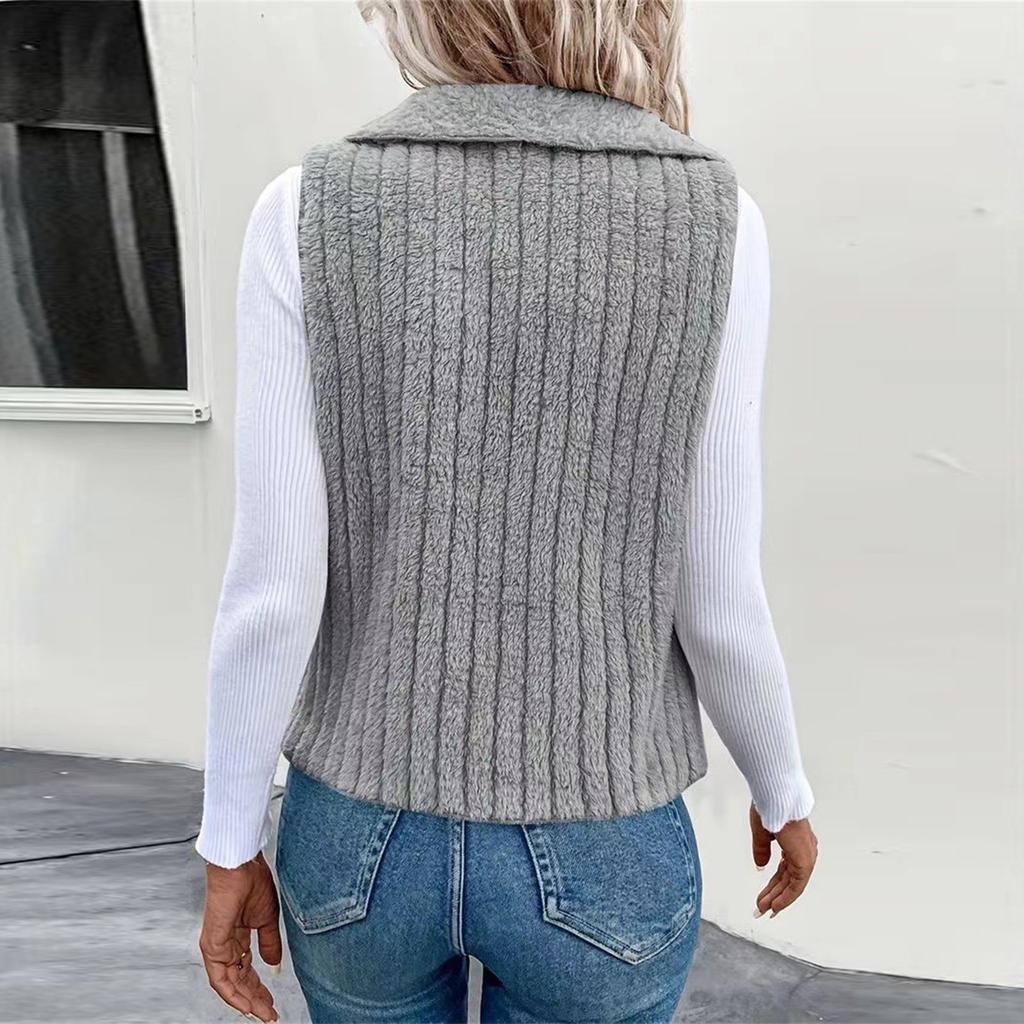 Damska swobodna moda, jednolity kolor, kamizelka, pikowana kurtka, kaptur, kieszonkowy płaszcz