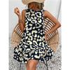 Women's Fashion Summer Spring Colour Block Print Sleeveless O-Neck Loose Waistline Casual Dresses