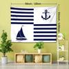 1 Stück Nautische Anker und Segelboot Wandteppich - Blau und Weiß gestreiftes Maritimes Thema Wandbehang, Polyester Gewebt, Tier Grafik Dekor für Bett