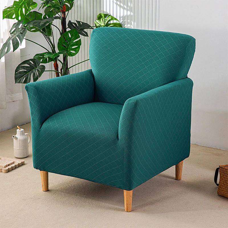 1pc Grid Jacquard Club Chair Cover Stretch Tub Armchair Slipcovers Elastic Single Sofa Couch Covers Living Room Bar Hotel