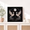 DIY Pearl Diamond Painting Set with Frame Phoenix and Full Moon 3D Pearl Beads. Home Wall Decor