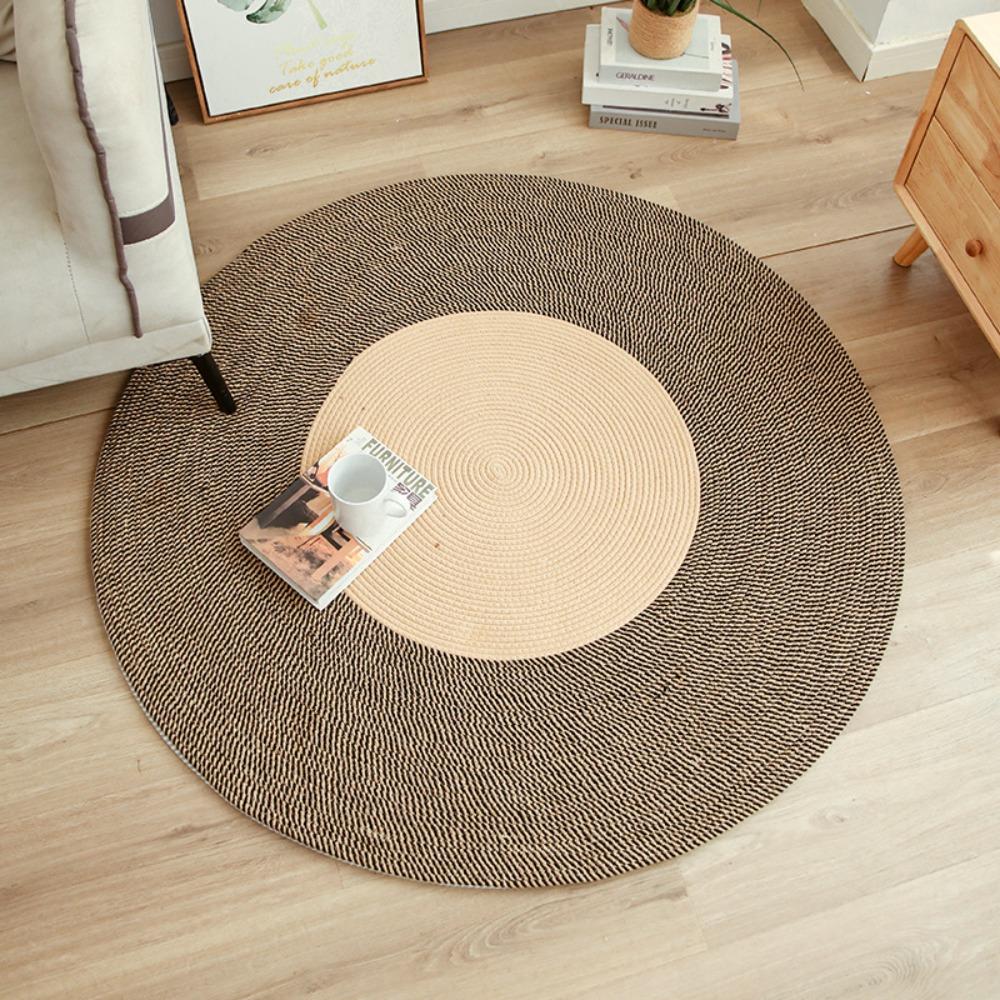 Hand-Woven Cotton Rope Woven Carpet Natural Style Floor Rug Soft Round Floor Mat  home decoration