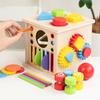 Baby Busy Cube Toy Sorting Fine 8-In-1 Wooden Activity Motor Skills Color Shape Cube Travel Portable