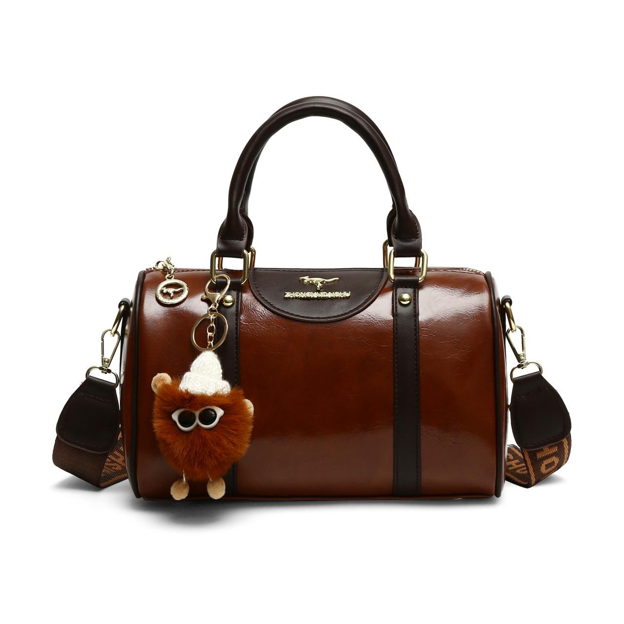 

Bags retro niche high-end handbag women s versatile trend Boston bag fashion commuter messenger bag коричневый