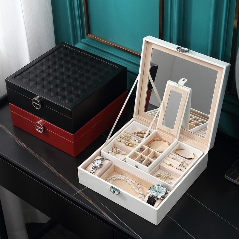 Elegant Style Leather Jewelry Box With Large Capacity For Home Organization And Gift Giving