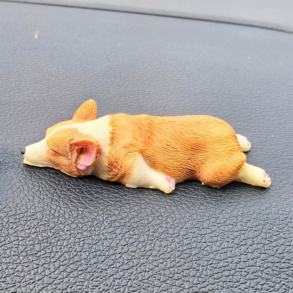 

Креативное мини украшение для автомобиля в виде спящего корги, украшение центральной консоли, симуляция, милая полимерная фигурка животного, украшает интерьер автомобиля