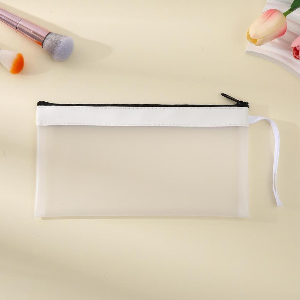 Korean Style TPU Pencil Case - Large Capacity Frosted Zipper Bag for Students