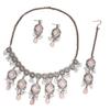 Luxury Water Drop Pendant Necklace With Pearl Tassel Earrings And Rhinestone Set For Women