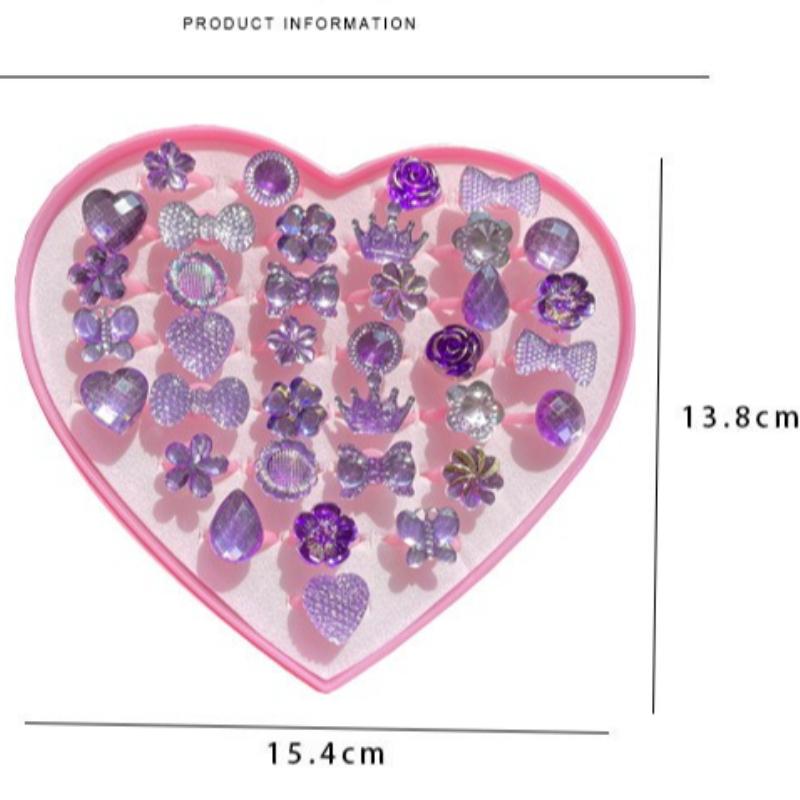 Children's ring little princess cute girl gemstone cartoon jewelry little girl baby shiny rhinestone ring