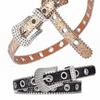 Women's Rhinestone Buckle Y2K Sequin Punk Belt with Eyelet Design