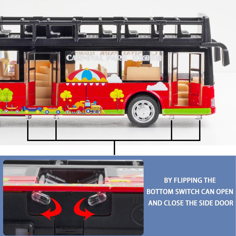 1/50 Scale Υπαίθριο Tour Bus Diecast Car Model Toy, Pull Back Toy Vehicle with Sound and Light for Kids Toddler Boys Girls Gift Collection