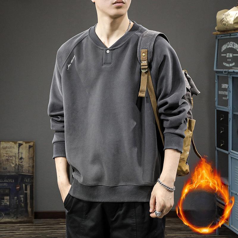 High-End American Retro Heavy Henry Collar Sweater Men'S Loose Large Size Trendy Brand Sports And Leisure Top Jacket