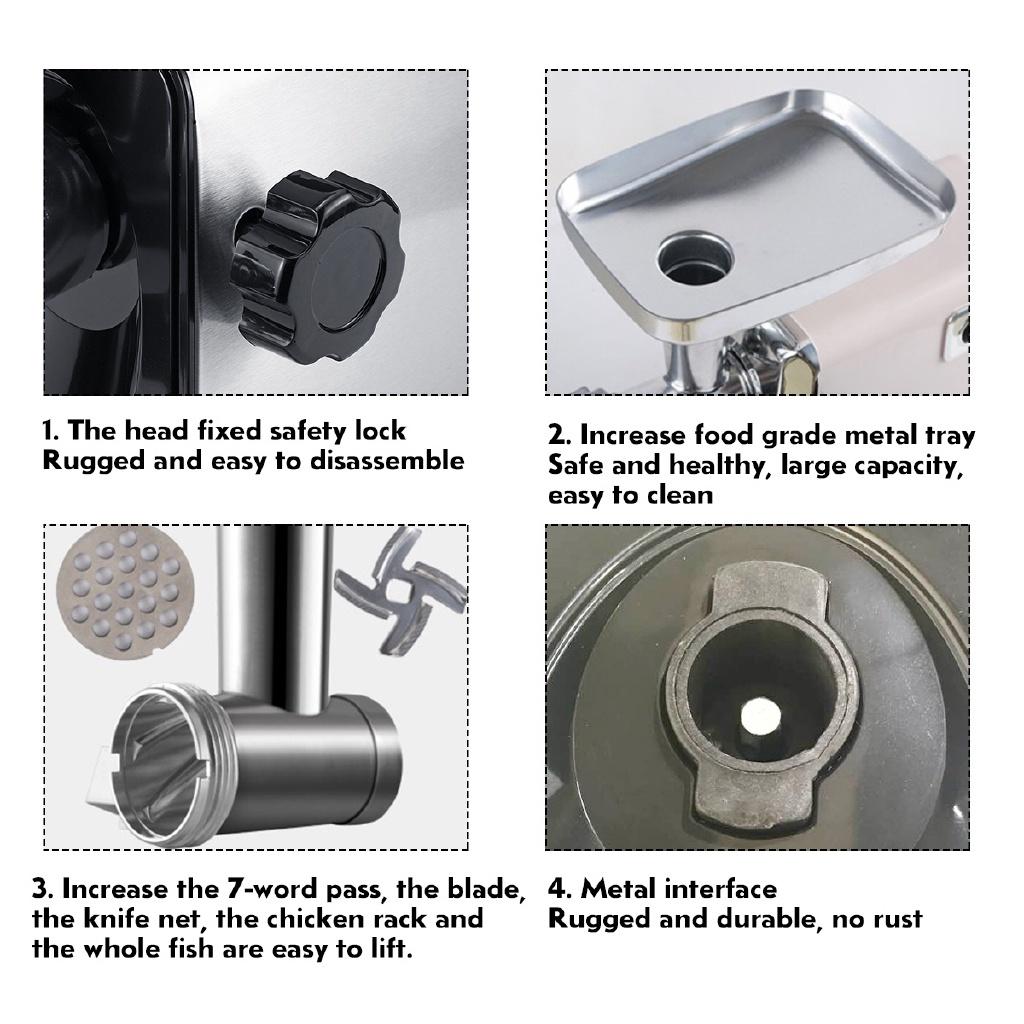 3000W 300obr/min Komercyjna maszynka do mięsa ze stali nierdzewnej 3 noże 3 tuby Maszynki kuchenne rzeźnicze Łatwe do czyszczenia Trwałe