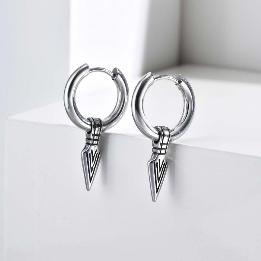 Stainless Steel Waterproof Earrings New Personalized Design Triangle Spearhead Pendant Earrings Trend Hip Hop Rock Party Jewelry