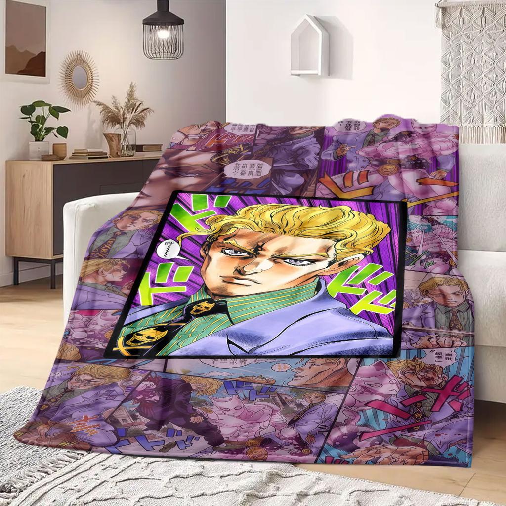 JOJO anime Flannel Blanket Warm,Comfortable,Suitable for Bedrooms,Sofas,Beds,Chairs,Picnics,Travel