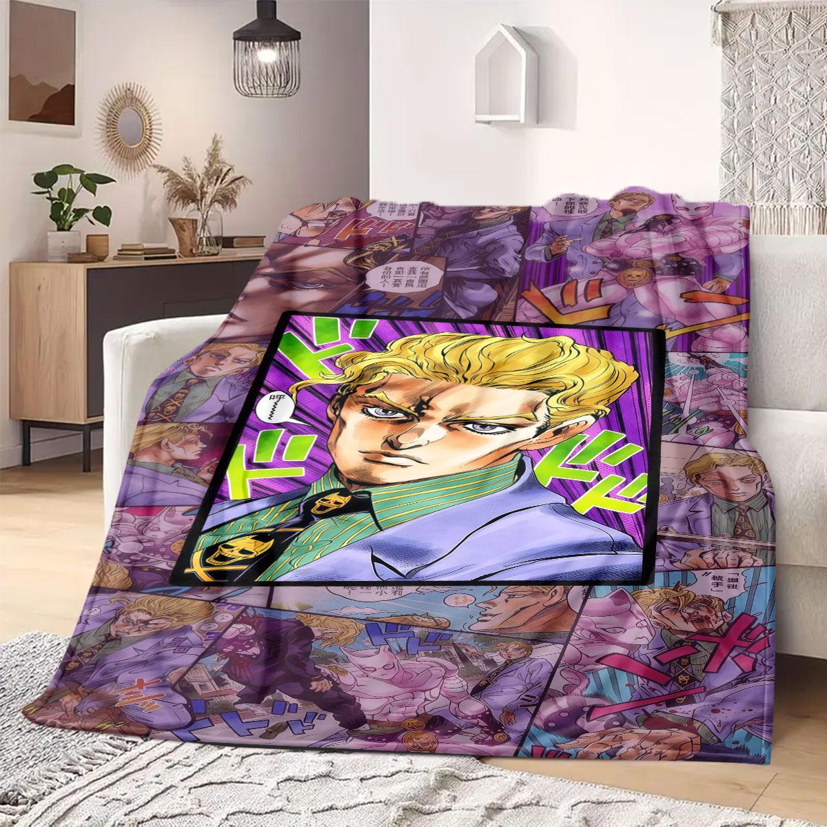

JOJO anime Flannel Blanket Warm,Comfortable,Suitable for Bedrooms,Sofas,Beds,Chairs,Picnics,Travel 75x90cm