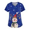 Ladies' Fashionable V-neck Pocket Short Sleeved Christmas Tree Printed Caregiver Uniform