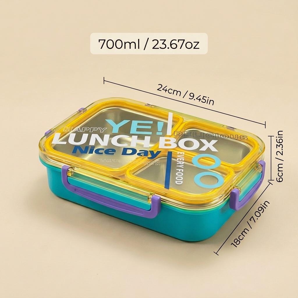 Microwavable 304 Stainless Steel Bento Box 2/3 Compartment Lunch Box Leakproof Food Storage Container With Lid For Kids School
