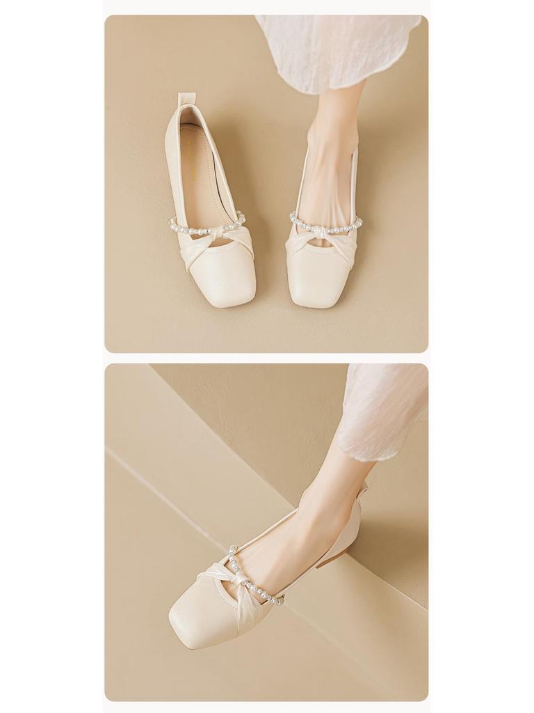 Weiwei 9169-8 Dámské letní boty na robustním podpatku se čtvercovou špičkou a korálky, nadměrná velikost, pohádkový styl, k sukni.