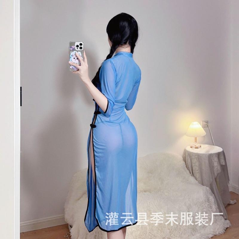 Sex lingerie sexy Republic of China student dress cheongsam uniform cos transparent female pure desire drag cosplay