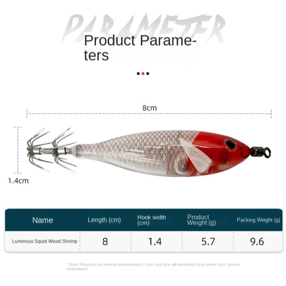 Noctilucent Fishing Lure 5.7g Spinnerbait Noctilucent Squid Cuttlefish Jigs  Deep Sea Fishing