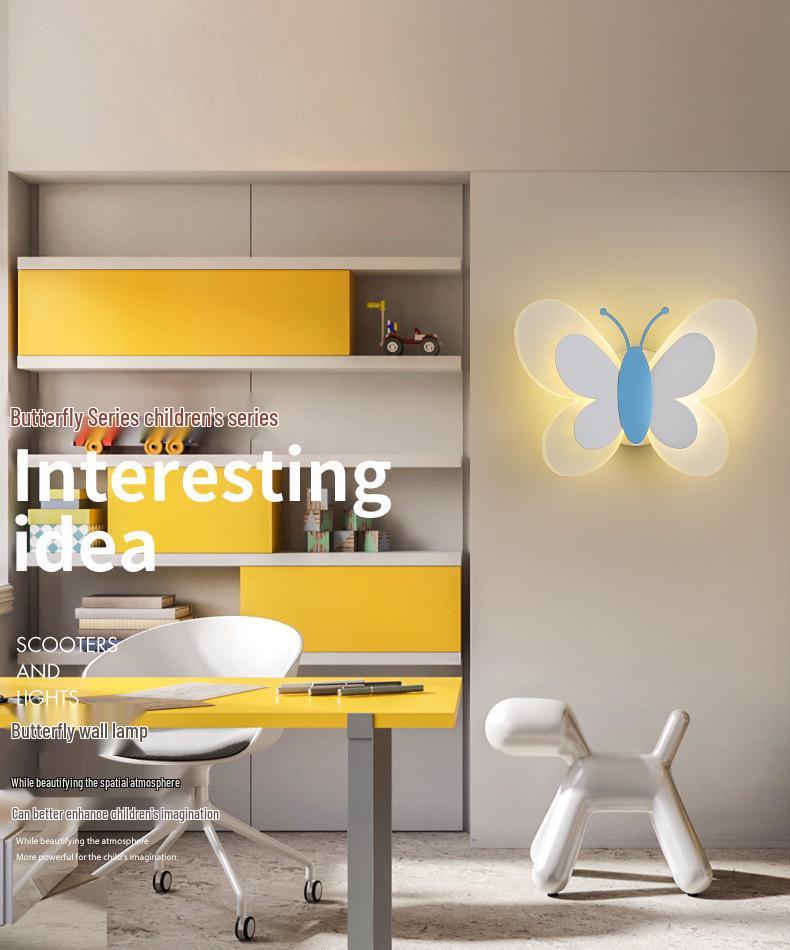 Nordische Schmetterlings-Wandleuchte: Luxuriöses Schlafzimmer-Nachttischlicht für eine romantische Hochzeitszimmerdekoration.