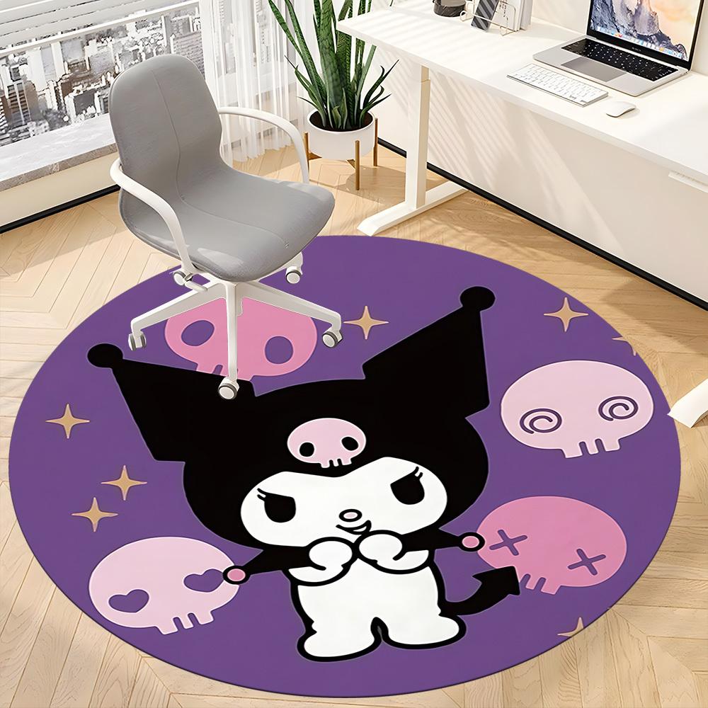 1pc Kuromi, Sanrio Carpet, Round Non-Slip Durable Large Size Office Carpet, Suitable for Office,yy250908004