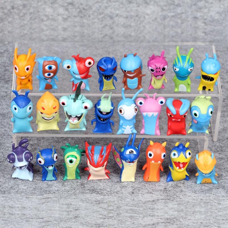 Lot Of 24 Premium Slugterra Action Figures Pvc Toys Featuring Burpy And Bludgeon Slugs Gift Set