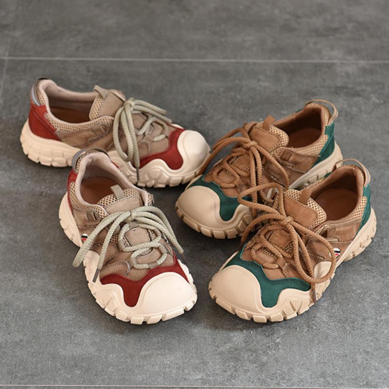 Johnature Pantofi sport din piele naturală pantofi cu șireturi pantofi damă din piele de vacă ocazional și versatili