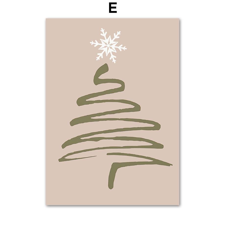 Snowman Vintage Car Christmas Tree Red House Elk Wall Art Canvas Painting Posters And Prints Wall Pictures For Living Room Decor