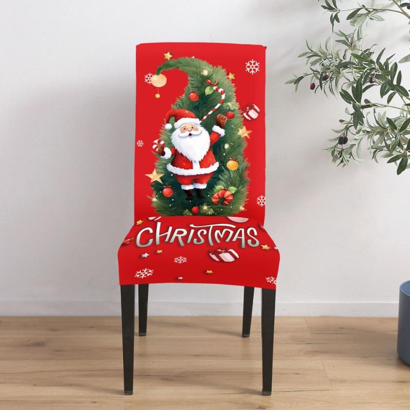 

1/4/6pcs Elastic Chair Cover Christmas Snowman Print Stretch Dining Room Seat Covers for Home Decor Holiday Party Table Set 1pcs