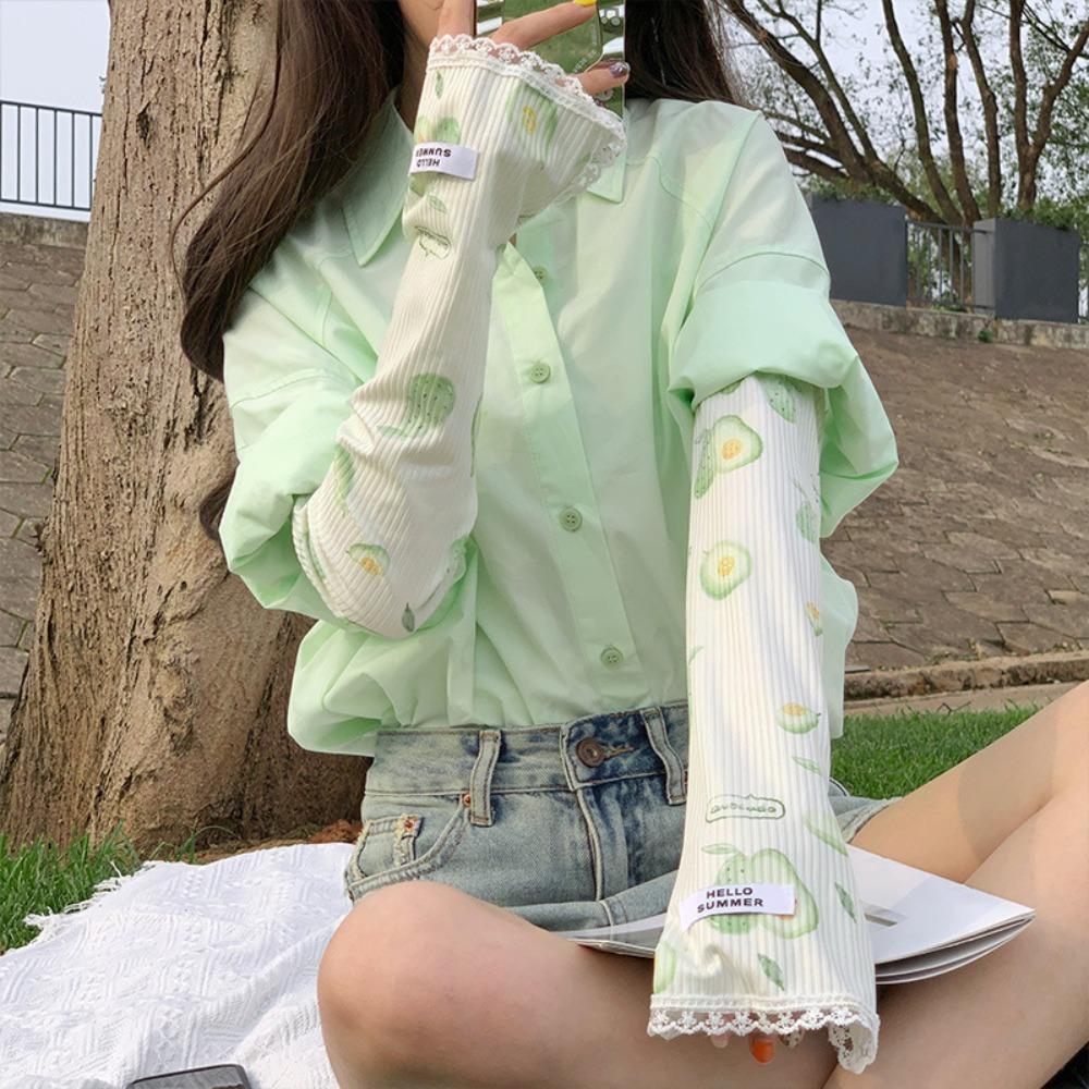 Peach Strawberry Sun Protective Sleeves Orange Watermelon Arm Covers  Girl