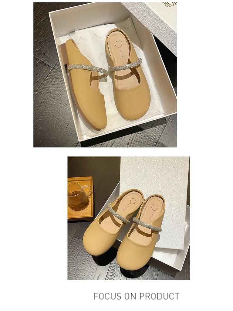 Women's 2024 Summer Rhinestone Mule Slippers - Soft, Flat, Breathable Design for Comfort