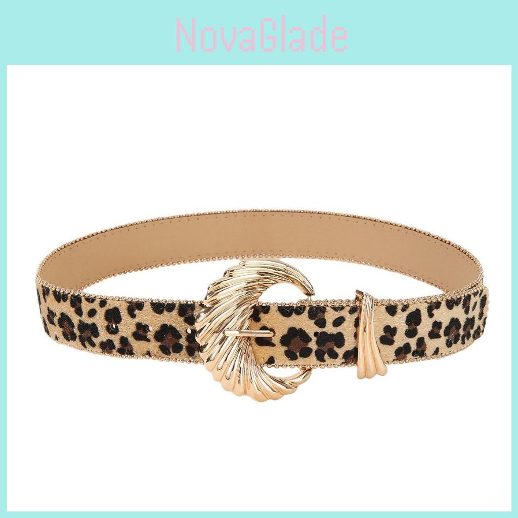 Retro Leopard Print Womens Belt With Gold Buckle For Casual Vintage Style