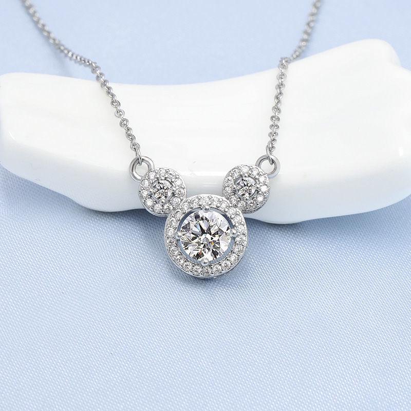 Korean Moissanite Mickey Necklace - Cute Valentine's Day Gift 