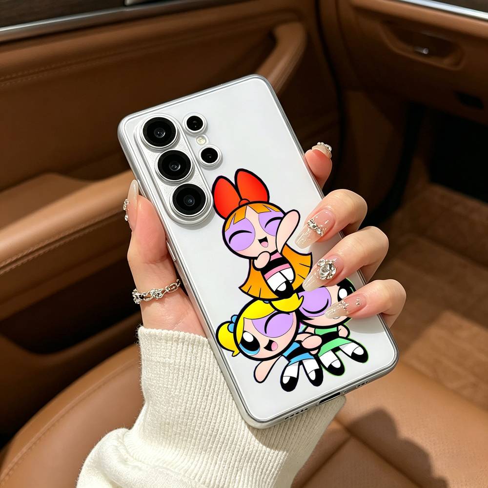 Cute The P-Powerpuff-es Cartoon Girls Clear Phone Case for Samsung S25, S24, S21, S22, S23, S30, Ultra, S20, Plus, FE, Lite