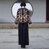 Premium Chinese Ethnic Crackle Pattern Tencel Embroidered Windbreaker for Women - Round Neck Spring/Autumn Coat