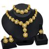 24K Gold-Plated Bridal Jewelry Set: Necklace & Earrings, Middle Eastern Wedding Style, Dubai Four-Piece Set