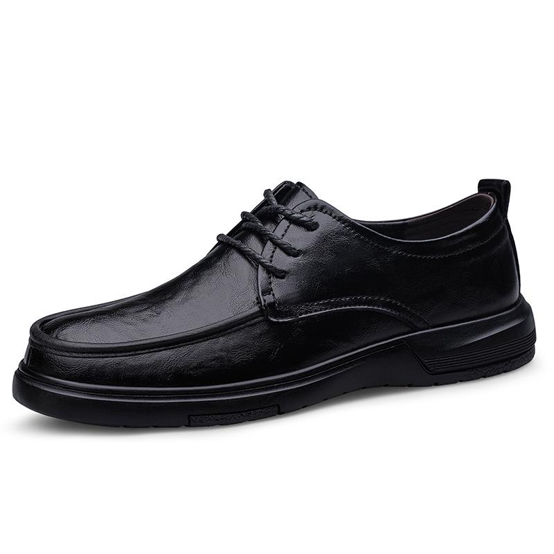 Herren Schnür-Loafer aus echtem Leder - Bequeme Rindsleder Business-Schuhe