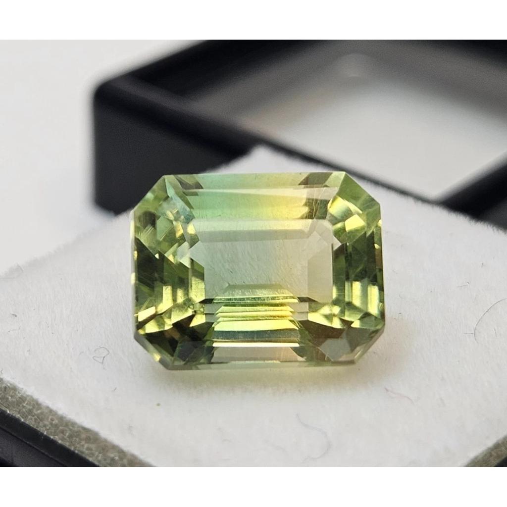 5-6 Ct Natural Tourmaline Bi-Color For Making Ring Emerald Cut Gemstone