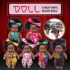 Black Black Baby Roztomilá kudrnatá černá 8palcová vinylová hračka pro miminko