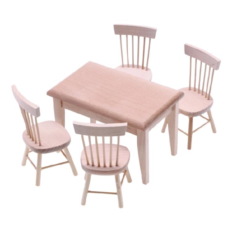 

Realistic Miniature Wooden Dining Table and Chair Set For Crafting Miniature Scene And Dollhouses Display Accessories 1