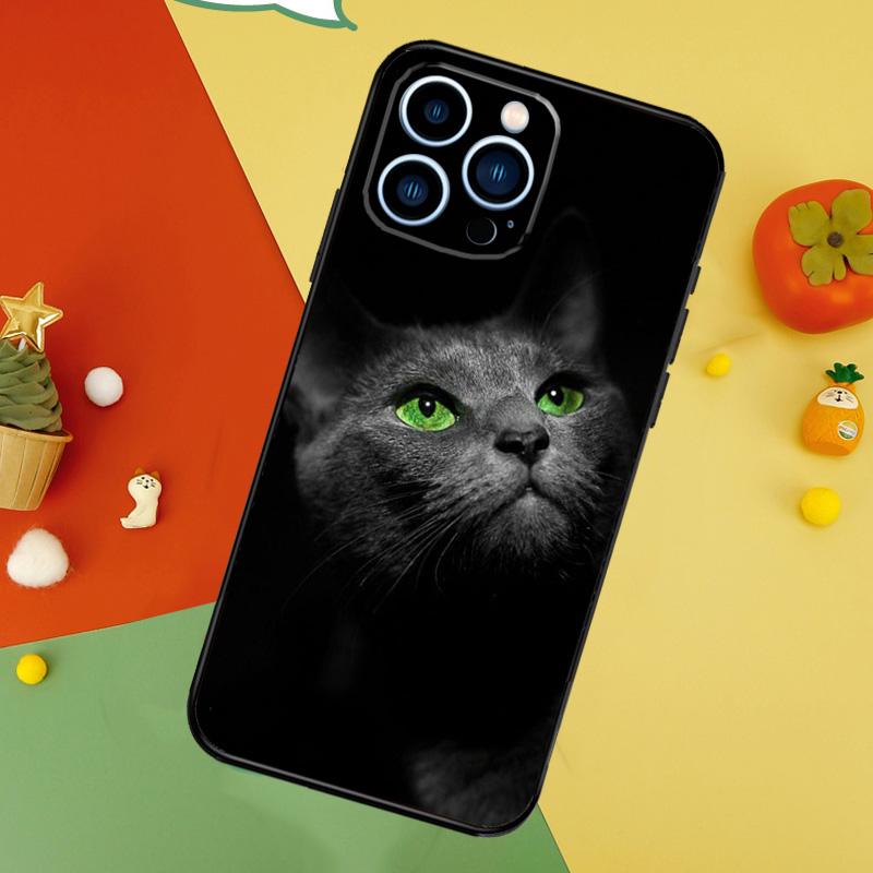 Black Cat Staring Eyes Phone Case For iPhone 17 Pro Max 16 15 14 13 12 11 Pro Max Plus 12 13 Mini 16e 17 Air Cover