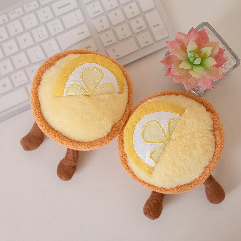 Cute and Fun French Lemon Tart Strawberry Mousse Egg Tart Dessert Doll Plush Toy Doll Desktop Ornaments