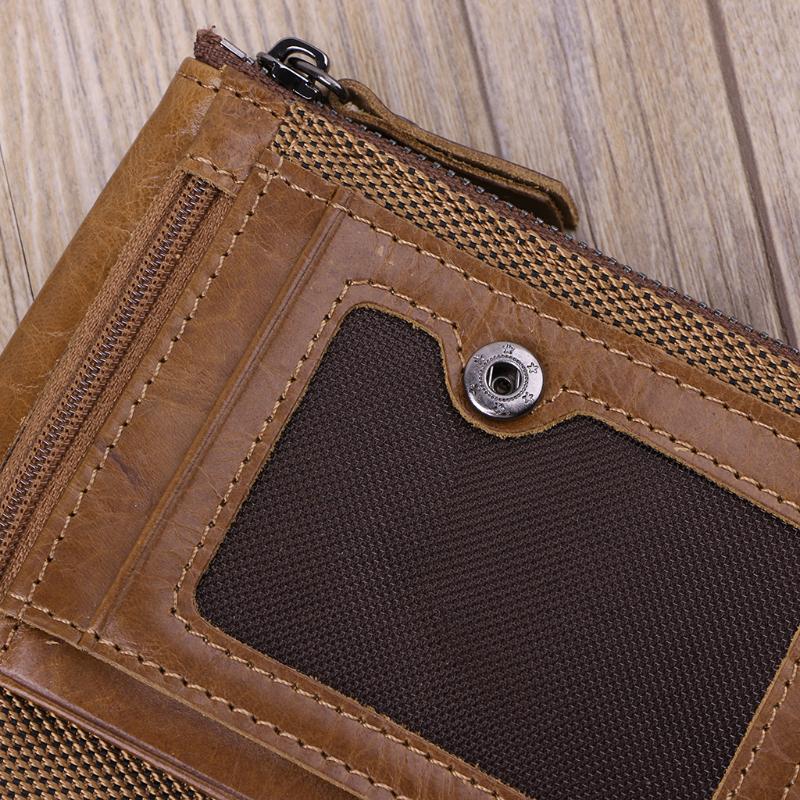 Мужской кошелек из натуральной кожи с двойной молнией — фото 5