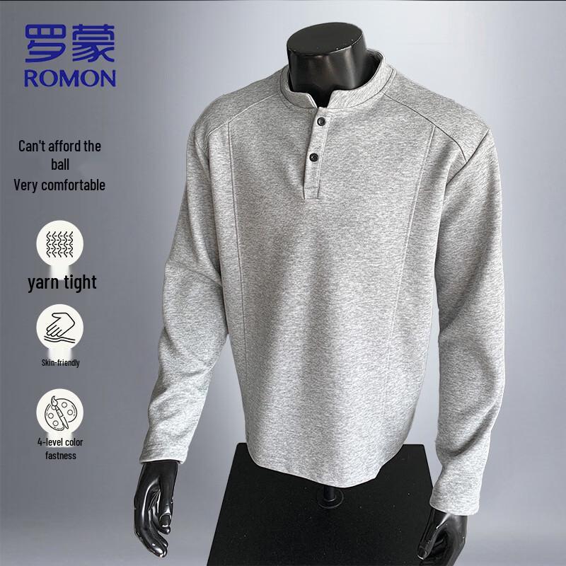 ROMON Men s Stand Collar Button Pullover Sweatshirt 3XL